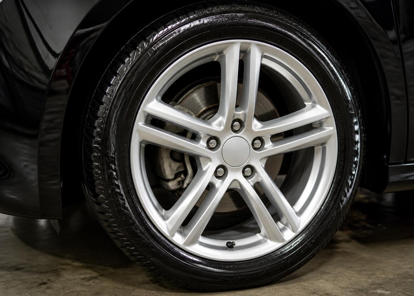 Polished alloy wheel with dressed tire